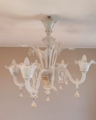 Lampadario 6 luci vetro stile Murano elegante