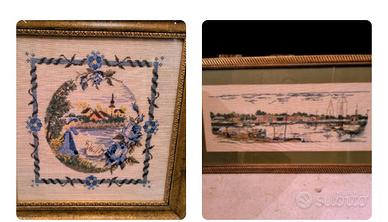 quadri con vetro, soggetti interamente ricamati a 