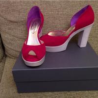 Scarpa rosse decoltè con plateau tg.39