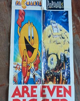 Poster Vintage SEGA PacMania Populous 130x52,5 cm