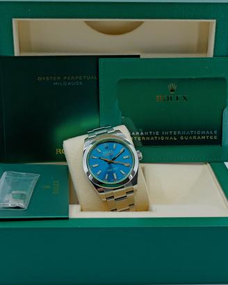 ROLEX MILGAUSS 116400GV BLU Z DIAL 2022 FULL SET