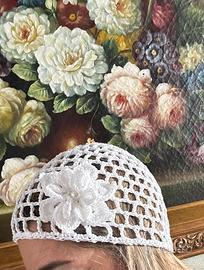 Cappello estivo crochet bianco