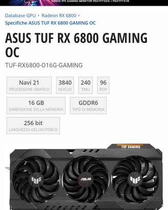 RX 6800 Asus tuf gaming 16 gb