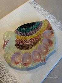 Piatto Pasquale portauova vintage in ceramica