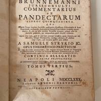 Libro antico "Commentaries in Pandectarum" 1780