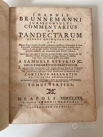 Libro antico "Commentaries in Pandectarum" 1780