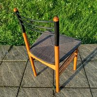 4 sedie legno e ferro, seduta intrecciata in corda