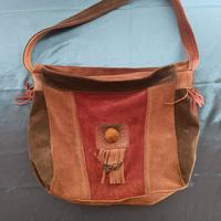 Borsa in pelle scamosciata multicolore stile etnic