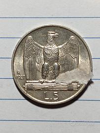 5 lire argento aquilino 1927 fdc