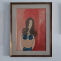 Paolo Brambilla figura donna 1971 dipinto cornice