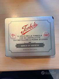 Tombola vintage in scatola di latta