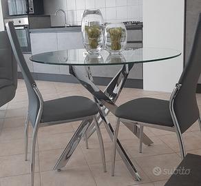 Tavolo rotondo cristallo - sedie