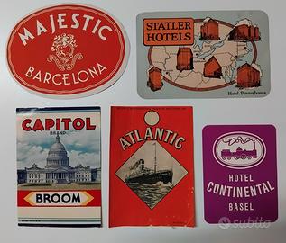 VECCHIE ETICHETTE ADESIVI VALIGIA BAULE VINTAGE 