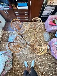 set arredamento da terrazzo in vimini 