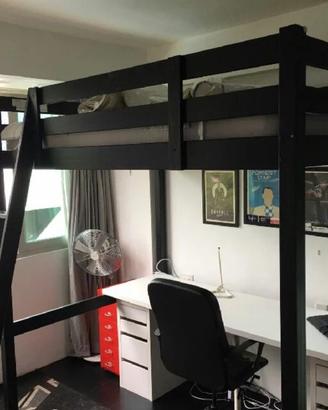 Letto a soppalco IKEA STORA Nero + materasso