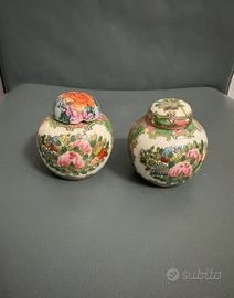 Coppia vasi Canton vintage Famiglia Rosa