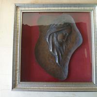 Quadro legno volto di Cristo in rame vintage