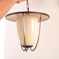 Lanterna vintage anni 50 in ottone con paralume in