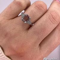 ANELLO ORO BIANCO 18kt. DIAMANTI E MORGANITE