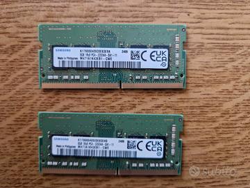 N° 2 banchi di Ram DDR4 Sodimm 3200 8 GB  cad.