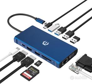 USB C Docking Station, 12 in 1 Hub Triplo monitor