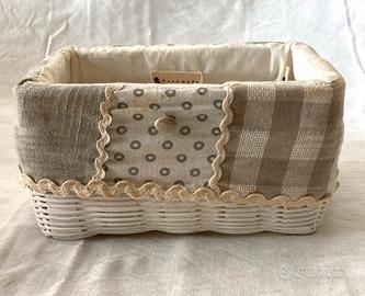 Cestino rivestito in tessuto – Handmade – shabby