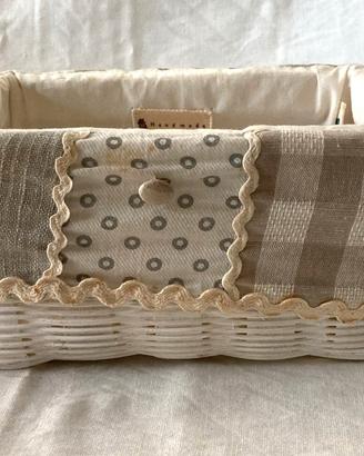 Cestino rivestito in tessuto – Handmade – shabby