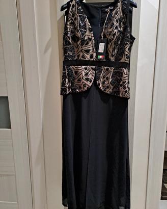 tutone elegante nero con corpino di paiet taglia L