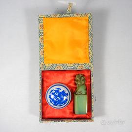 Timbro sigillo cinese ceralacca in giada vintage