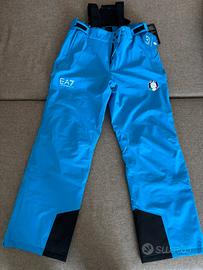 Pantaloni con bretelle EA7 sci FISI blu Italia  L
