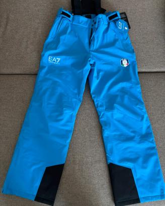 Pantaloni con bretelle EA7 sci FISI blu Italia  L