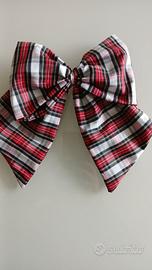 Decorazioni natalizie fiocco tartan rosso nero e b