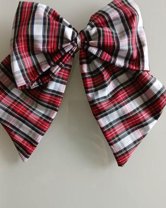 Decorazioni natalizie fiocco tartan rosso nero e b