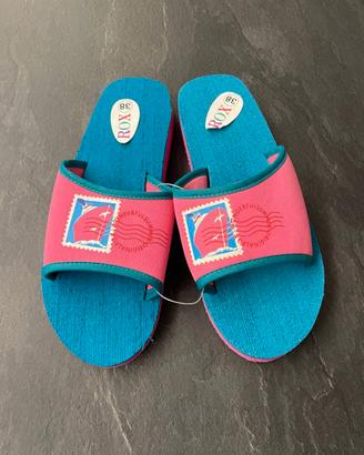 Ciabatte a fascia vintage azzurro e rosa - n. 38