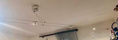 Lampadario a binario a filo con faretti