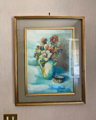 Quadro dipinto – composizione floreale in vaso