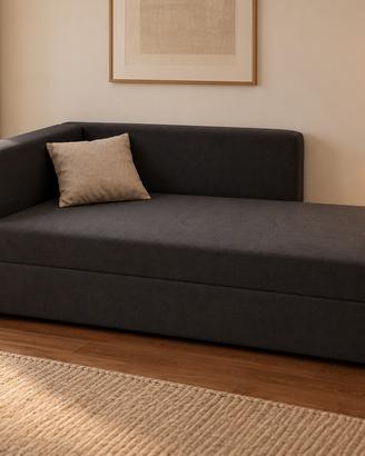 Divano letto verde scuro con contenitorescorrevole