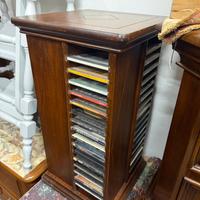Porta CD girevole legno noce vintage