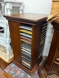 Porta CD girevole legno noce vintage