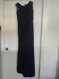 Abito lungo da cerimonia blu con spacco 