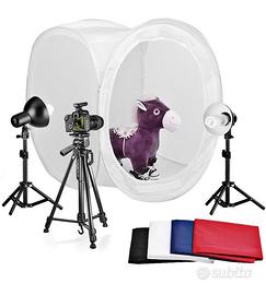 Kit illuminazione fotografica con Tenda