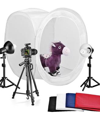 Kit illuminazione fotografica con Tenda
