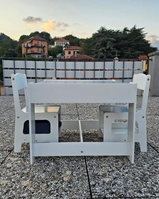 TAVOLO BAMBINI CON 2 SEDIE dotate di contenitore