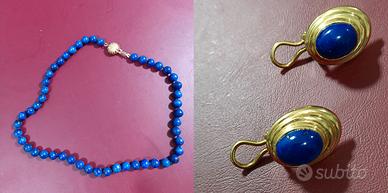 LAPISLAZZULI in ORECCHINI e COLLANA con Oro giallo