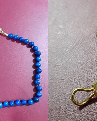 LAPISLAZZULI in ORECCHINI e COLLANA con Oro giallo
