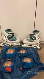 rollerblade bambino/a verdi + ginocchiere omaggio