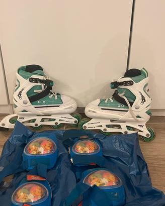 rollerblade bambino/a verdi + ginocchiere omaggio