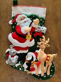 Calza Befana e Natale cucita a mano
