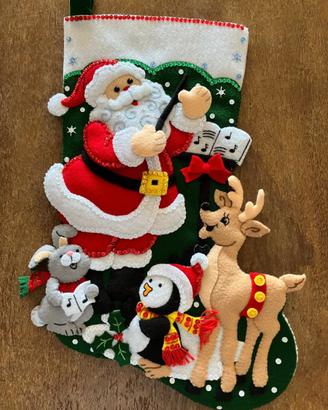 Calza Befana e Natale cucita a mano