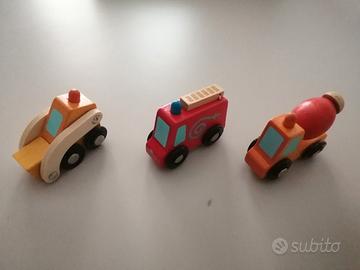 Set 3 mezzi di trasporto in legno marca Sevi 